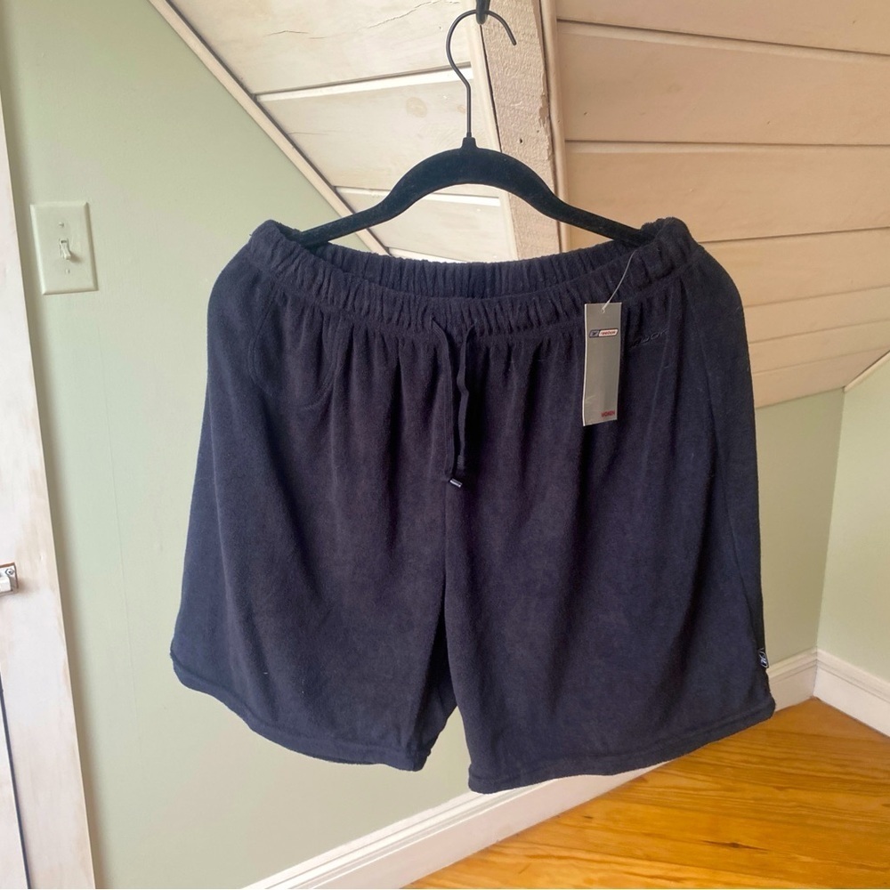 NWT VTG Reebok Black Drawstring Terry Cotton Blend Women's Shorts Size Large - Picture 1 of 9